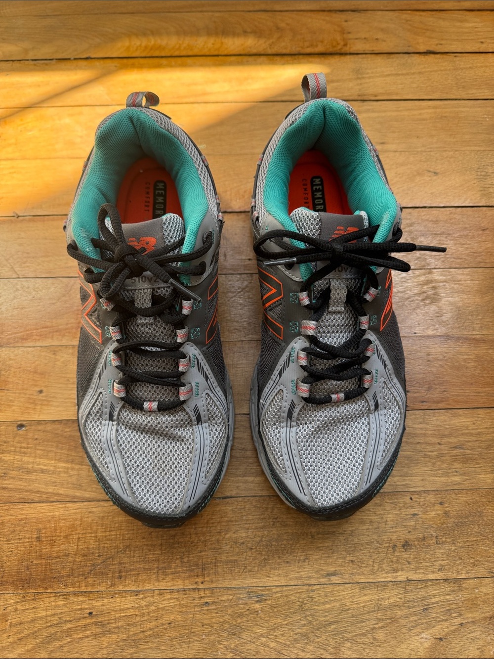 New Balance Gray Teal and Orange Trail Running Sneakers